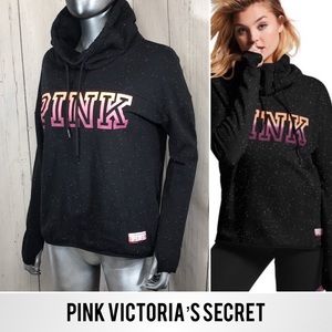 VS PINK Black Comfy Cowl Neck Pullover Sweatshirt